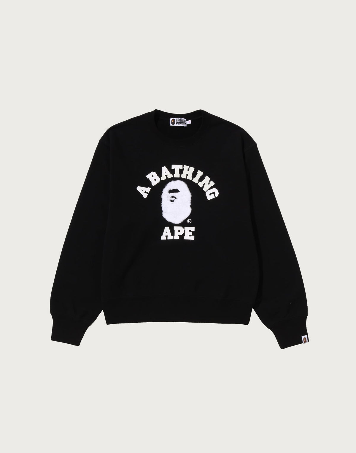 COLLEGE FUR PATCH CREWNECK SWEATSHIRT LADIES