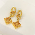 LOEWE ANAGRAM 3 MOTIF DROP GOLD EARRINGS