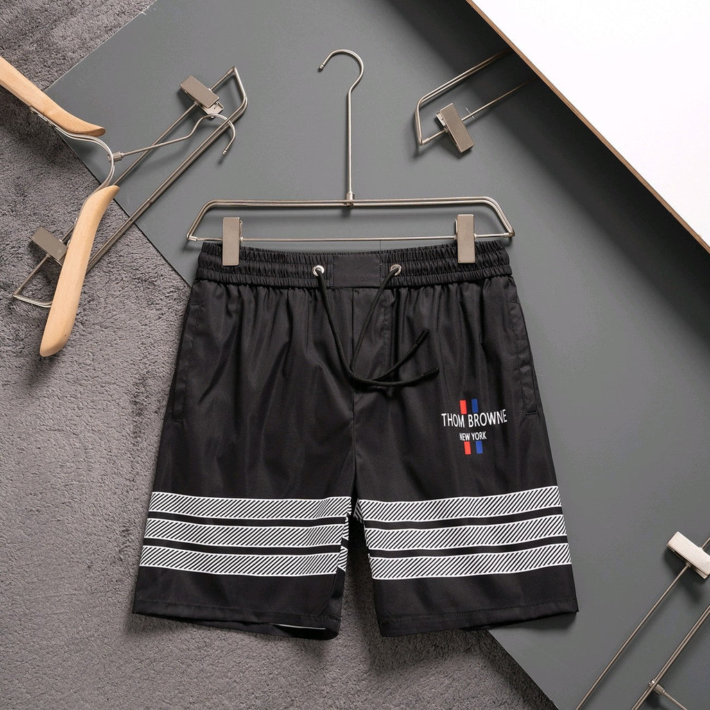 Thom Browne Style Four-Bar Stripe Woven Shorts