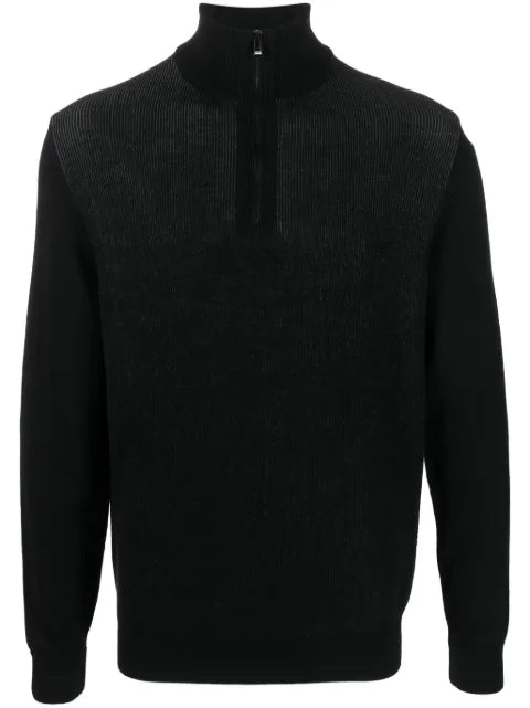BOSS ribbed half-zip jumper