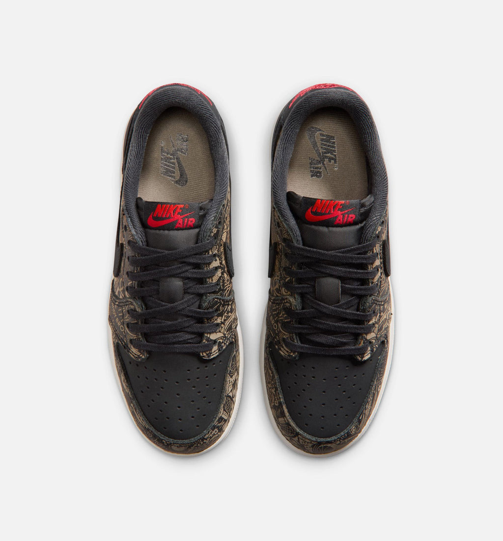 Air Jordan 1 Retro Low OG Laser Black And Varsity Red Big Kids' Sneakers - Black / Red / White