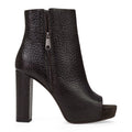 BROWN PEEP TOE HEELED BOOTS