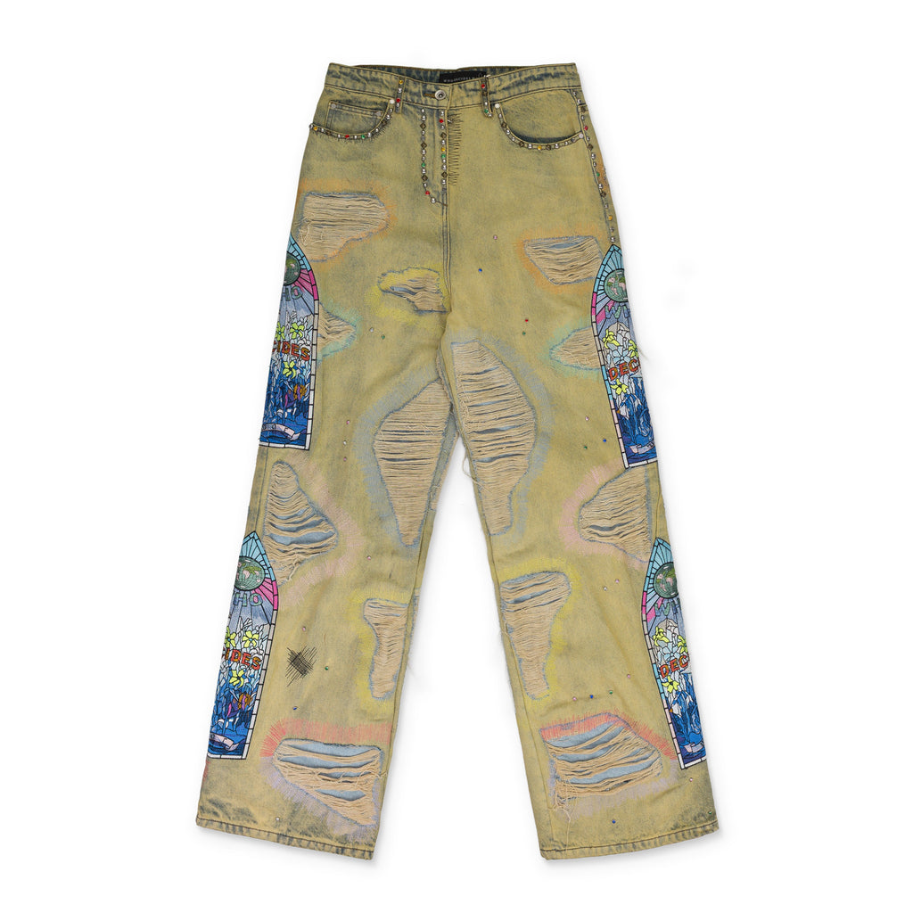 MULTI EMBROIDERED RELAXED-FIT JEANS