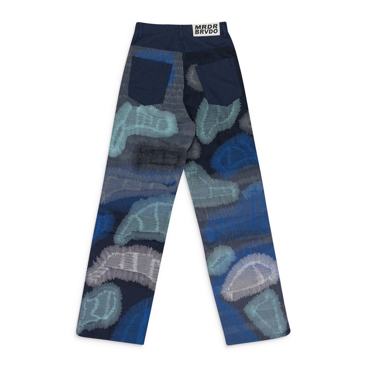 INDIGO CAMOUFLAGE EMBROIDERY PANTS