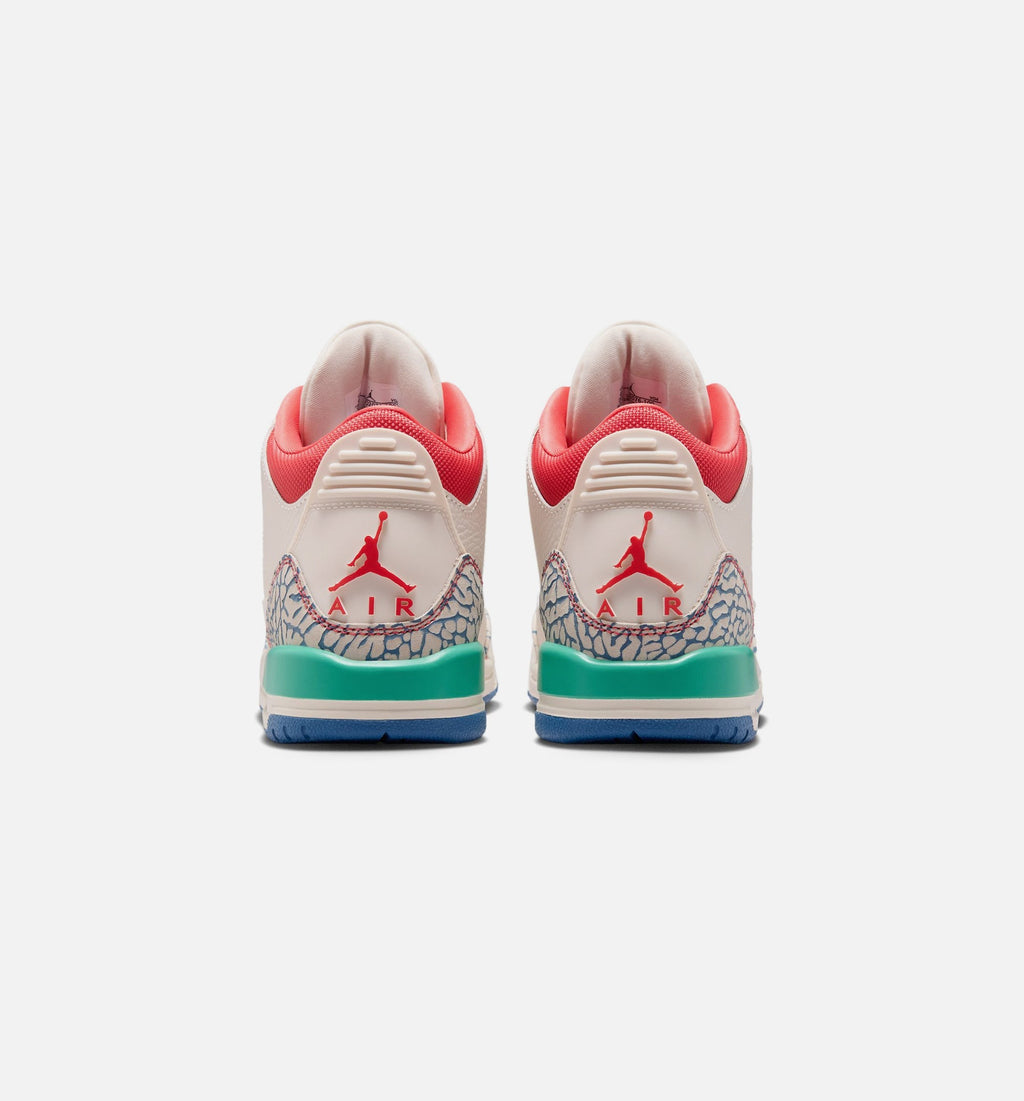 Air Jordan 3 Retro "Play Your Way" Grade School Lifestyle Shoes – Chalk/Track Red/True Blue/Kinetic Green