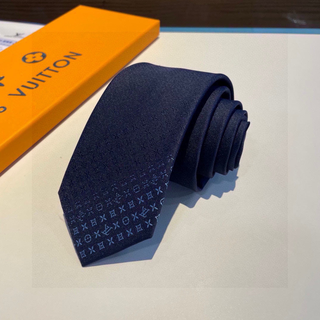 Louis Vuitton Style Men's Textured Solid Silk Tie