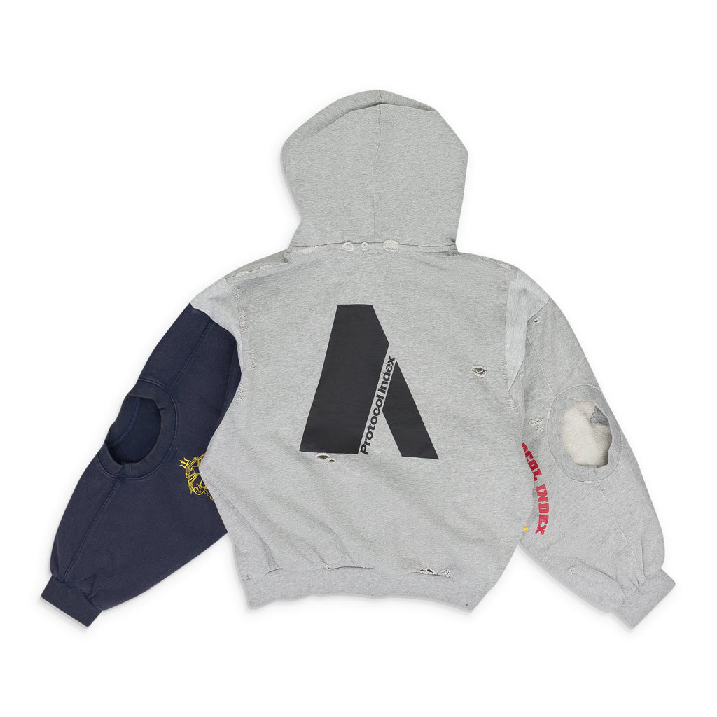Melange Grey Reconstructed Zip Hoodie