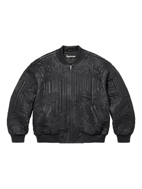Supreme embroidered leather jacket
