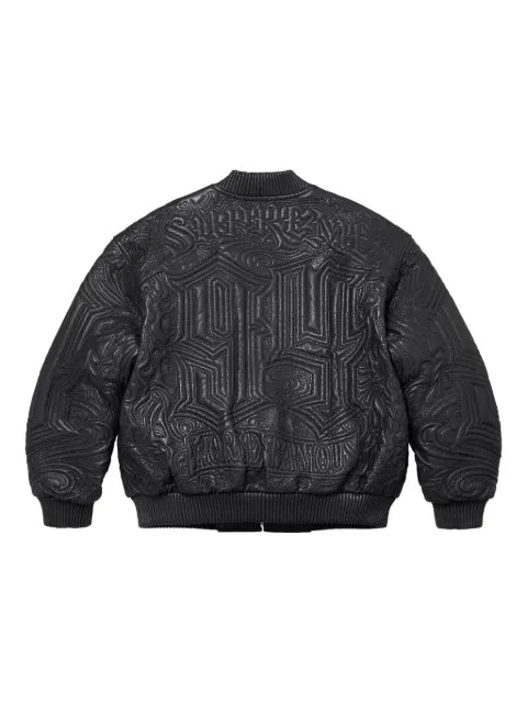 Supreme embroidered leather jacket