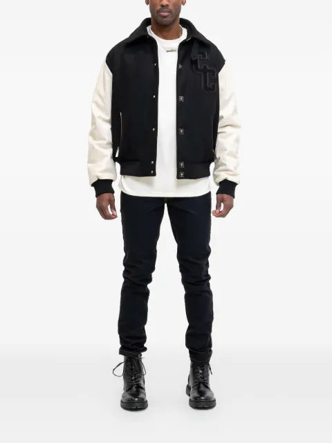 PLACE OF ËLMS debossed embroidered varsity jacket