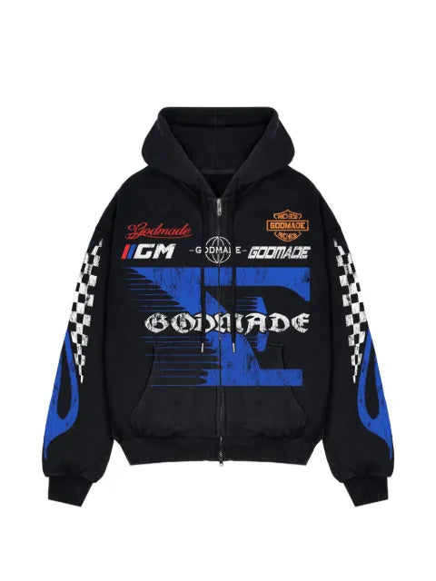 GODMADE graphic-print zip-up hoodie