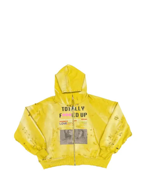 astrum distressed graphic-print hoodie