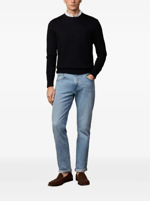 Hackett London embroidered cotton-knit sweater