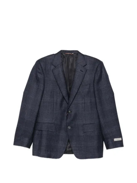 Canali check-pattern notched-lapel blazer