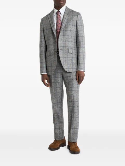 ETRO single-breasted wool jacket with check motif