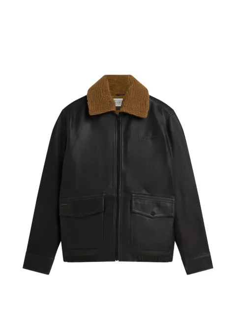 Scotch & Soda shearling-collar leather jacket