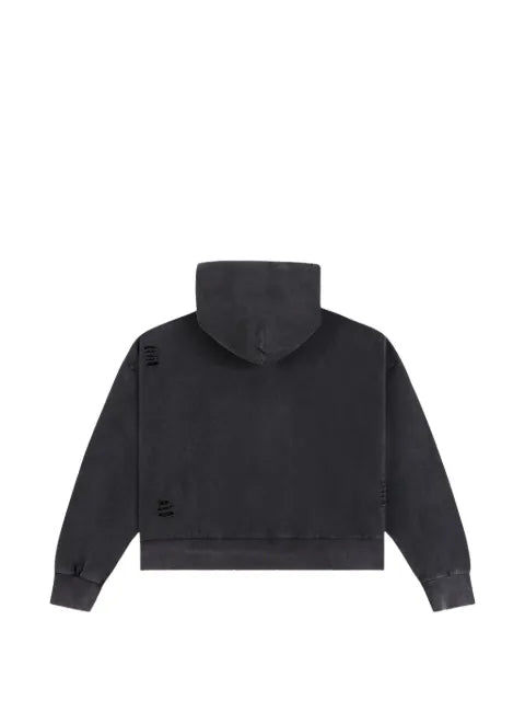 LOSTSHDWS distressed script-print hoodie