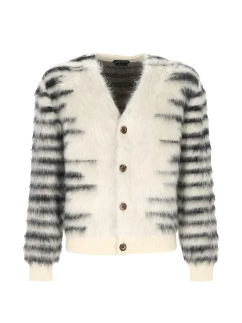 TOM FORD striped mohair-blend cardigan