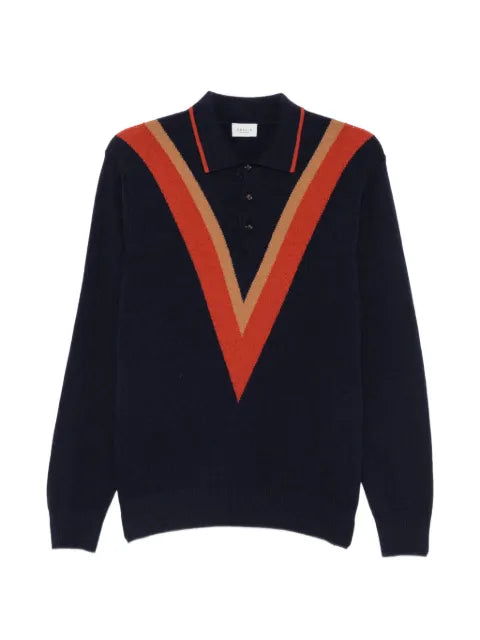 gallia chevron-knit polo sweater
