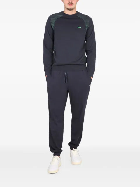 BOSS logo-print striped-panel sweater