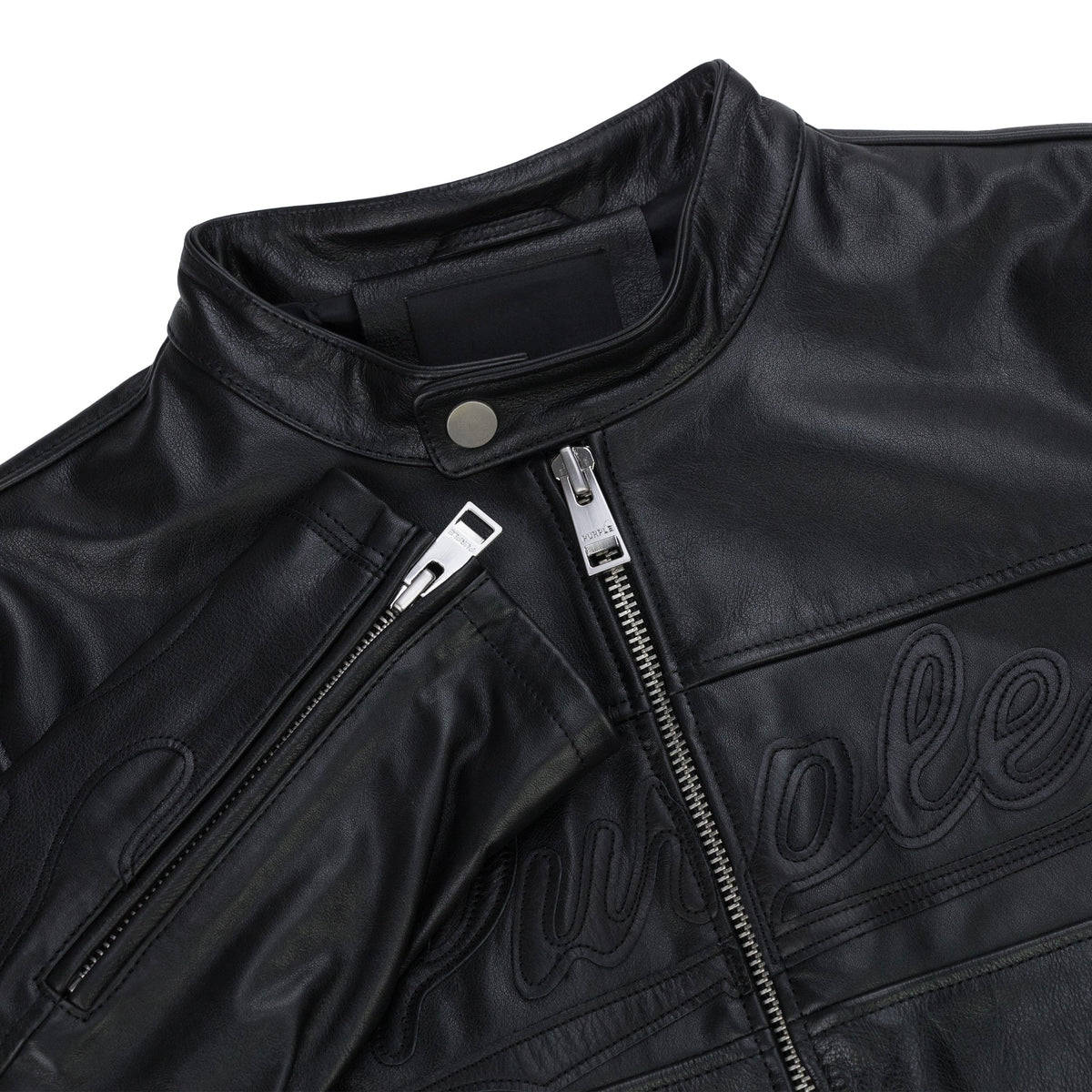 Black Leather Zip Moto Jacket
