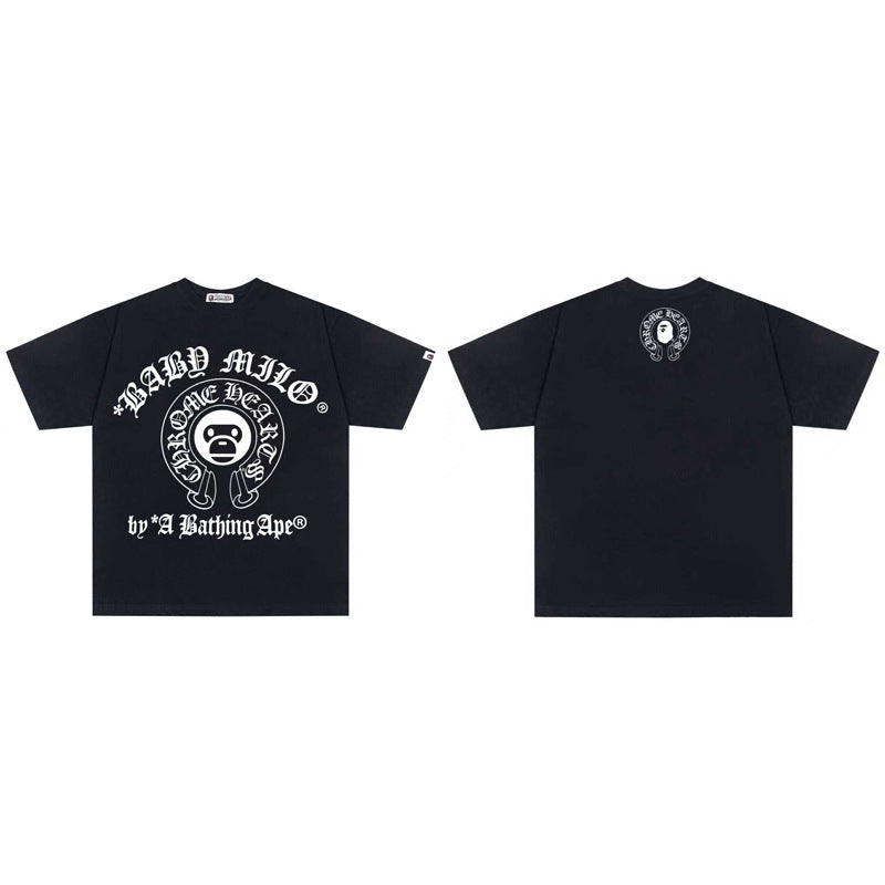 Bape Chrome Hearts Baby Milo Cross Horseshoe Oversized Tee Multi‑Style