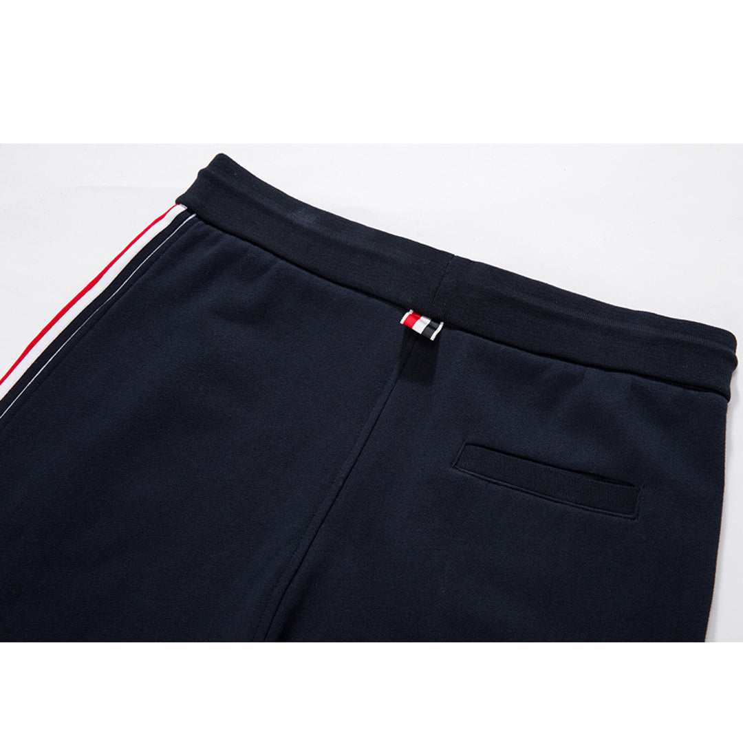 Thom Browne Style Unisex Casual Sweatpants with Signature Four-Bar Detail