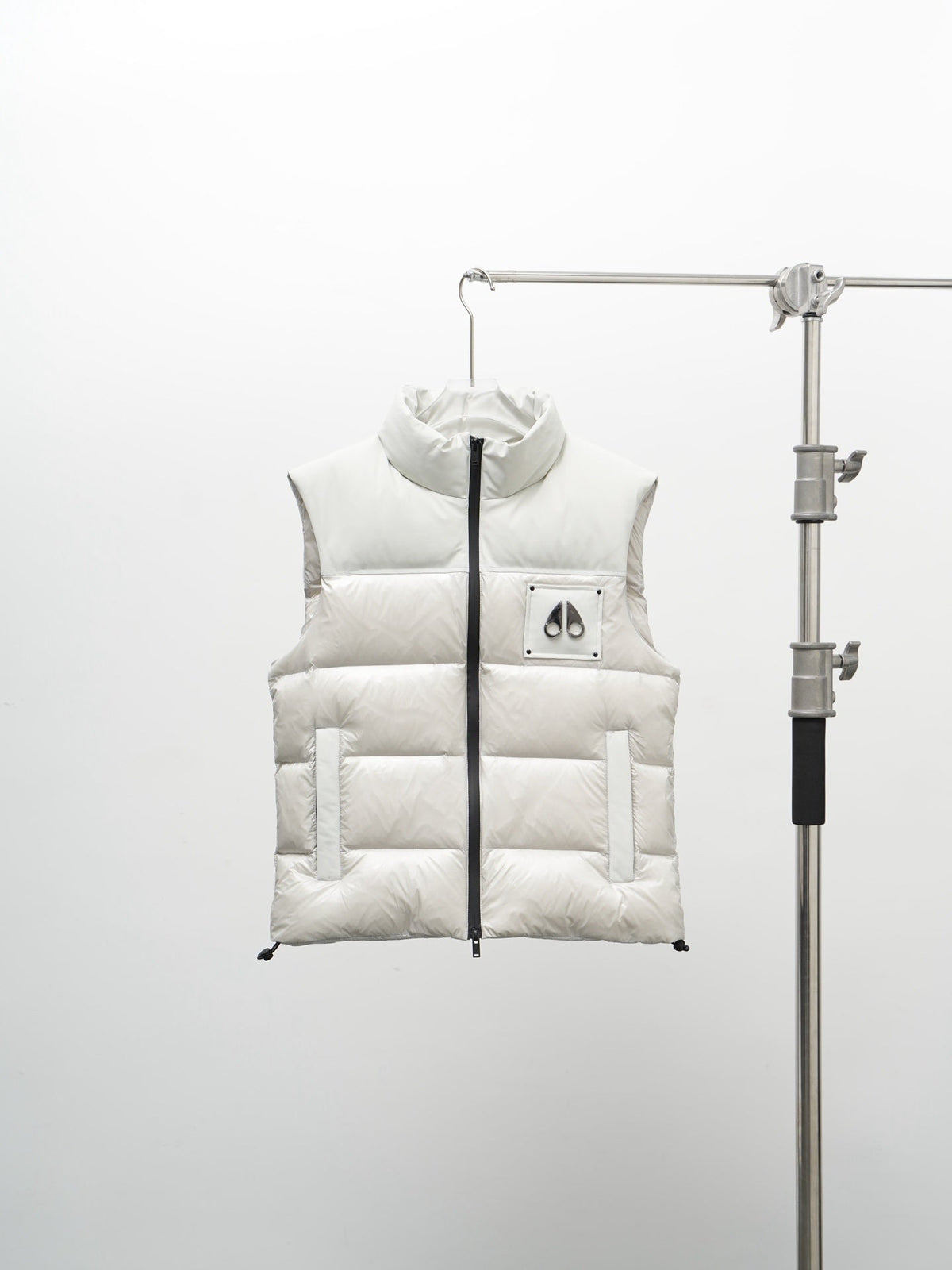 Moose Knuckles Black Stand-Collar Puffer Vest with Chest Logo
