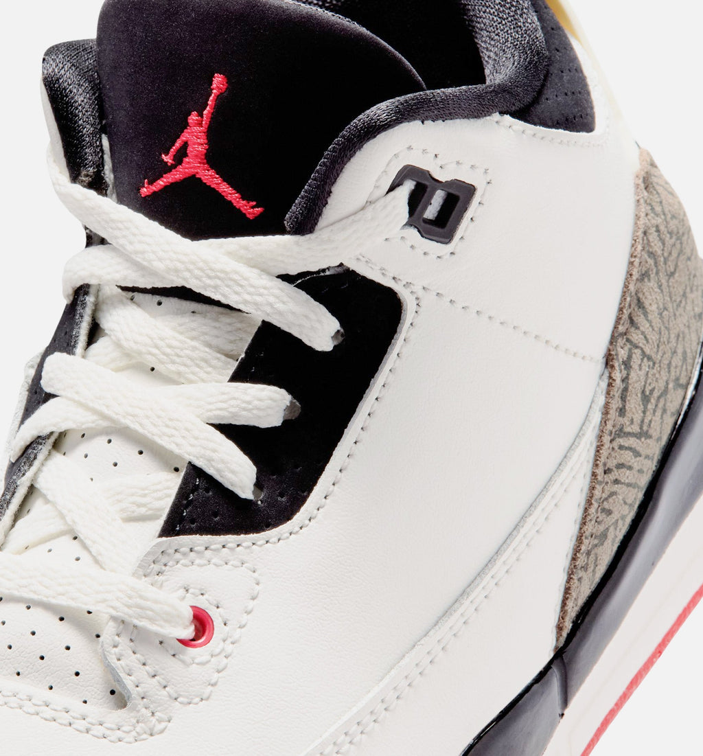 Air Jordan 3 Retro Sail and University Red Preschool Lifestyle Shoe – Sail/Black/University Red/Pale Ivory