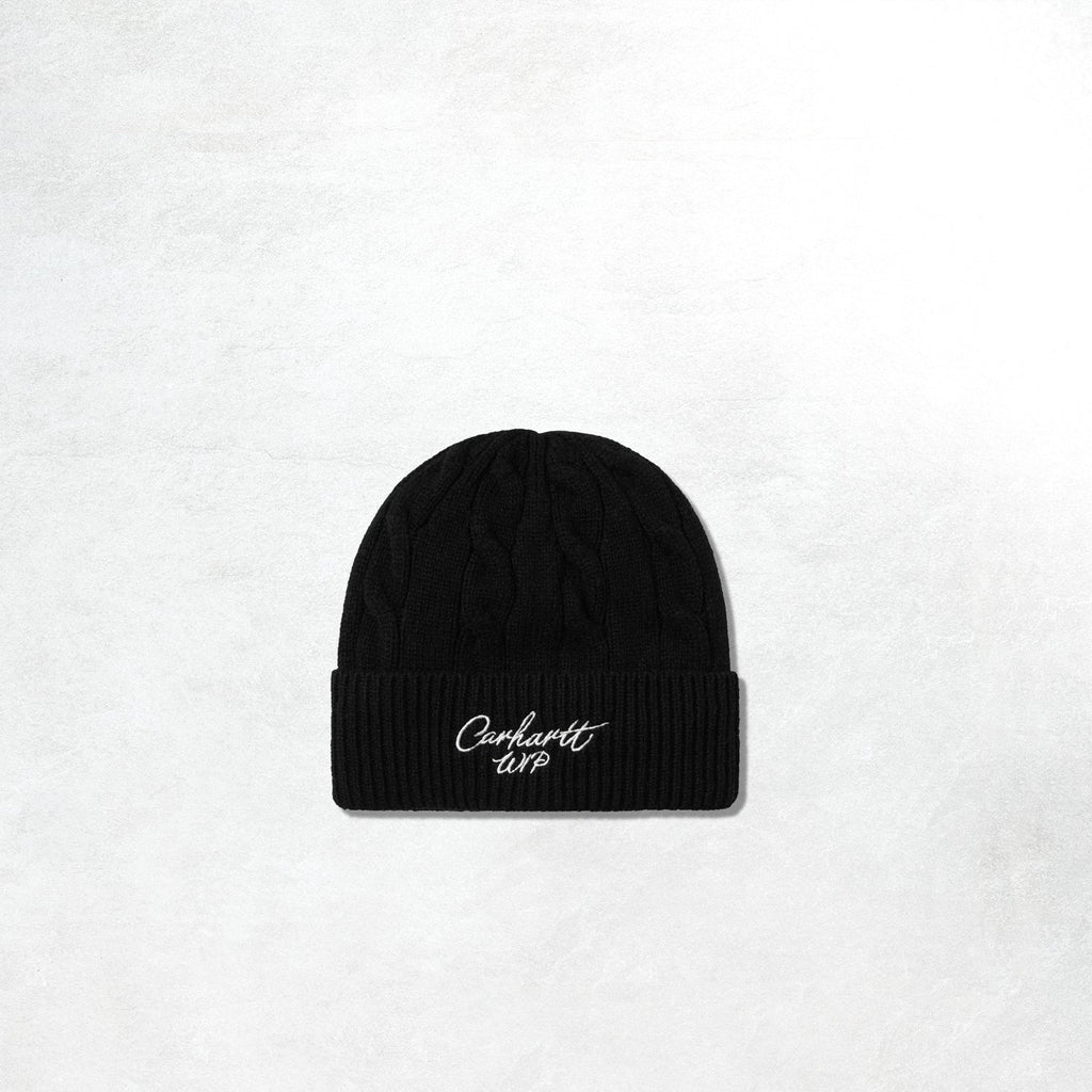 Carhartt WIP Signature Cable Beanie: Black / Salt