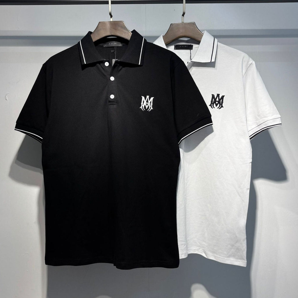 Amiri Embroidered Letter Loose Short Sleeve Polo Shirt Unisex