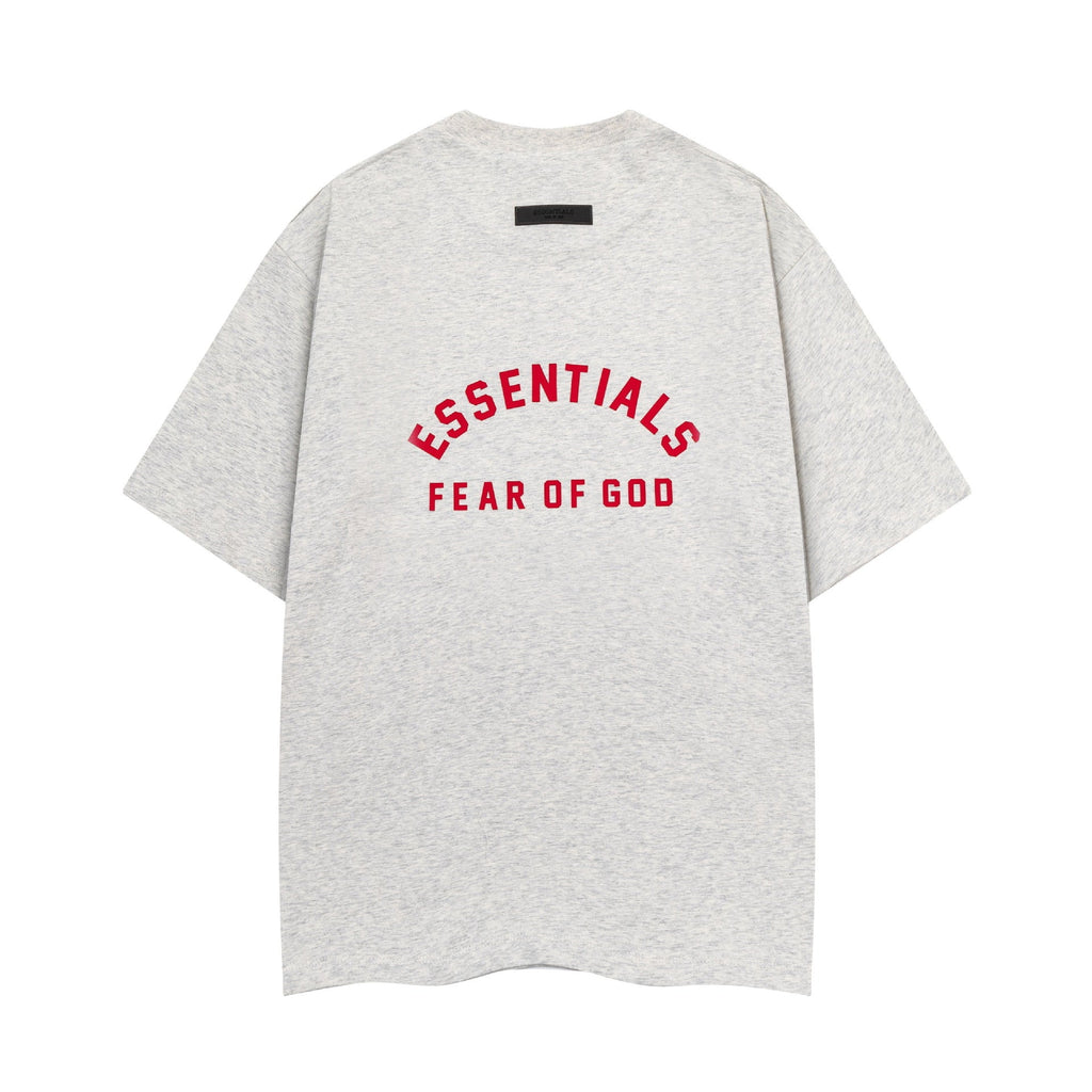 Fear Of God Essentials Red Rubber Letter Crew Neck Short Sleeve T Shirt
