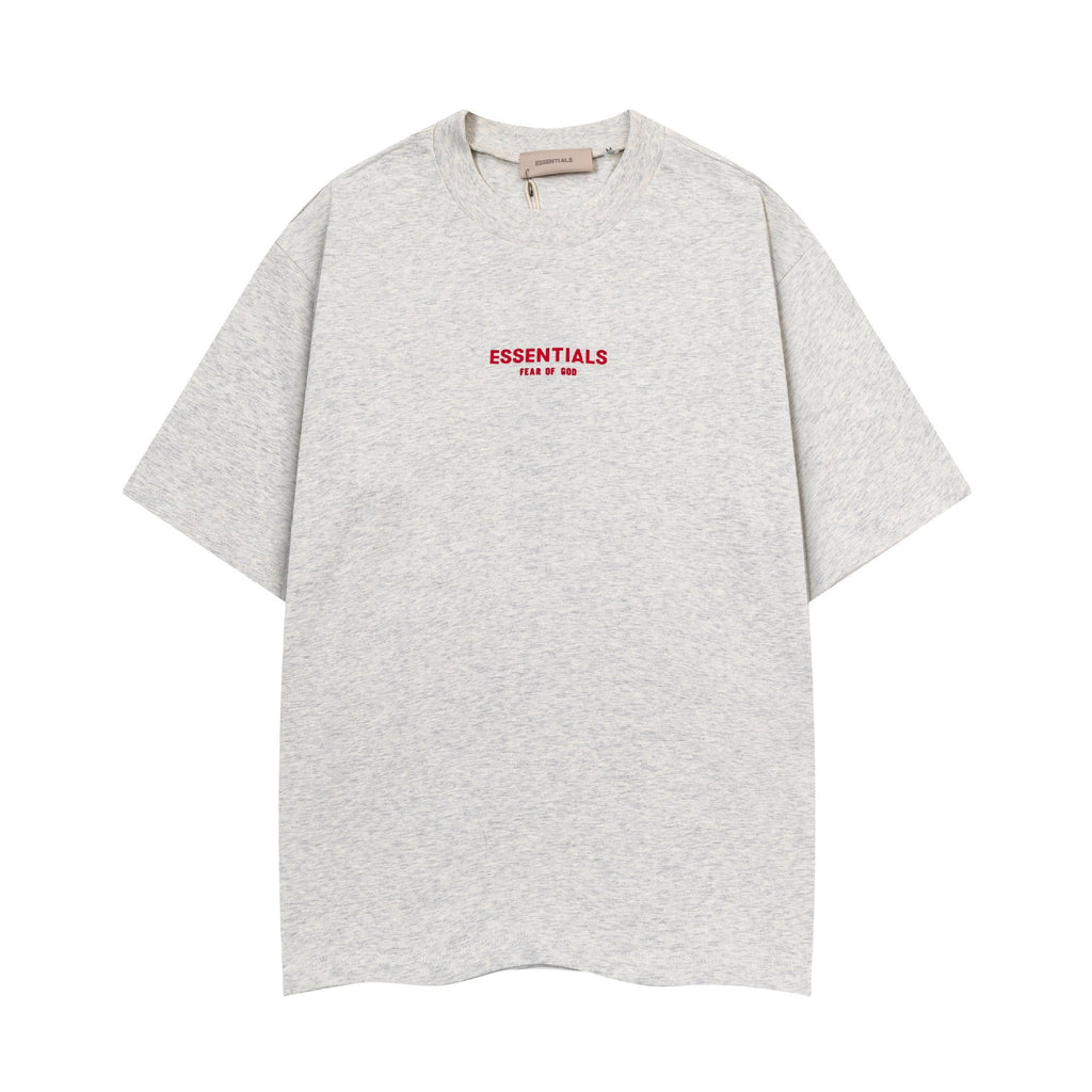 Fear Of God Essentials Red Rubber Letter Crew Neck Short Sleeve T Shirt