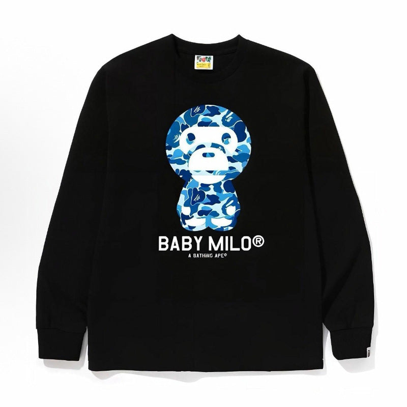 Bape Baby Milo Camo Ape Head Graphic Oversized Long Sleeve Tee Street