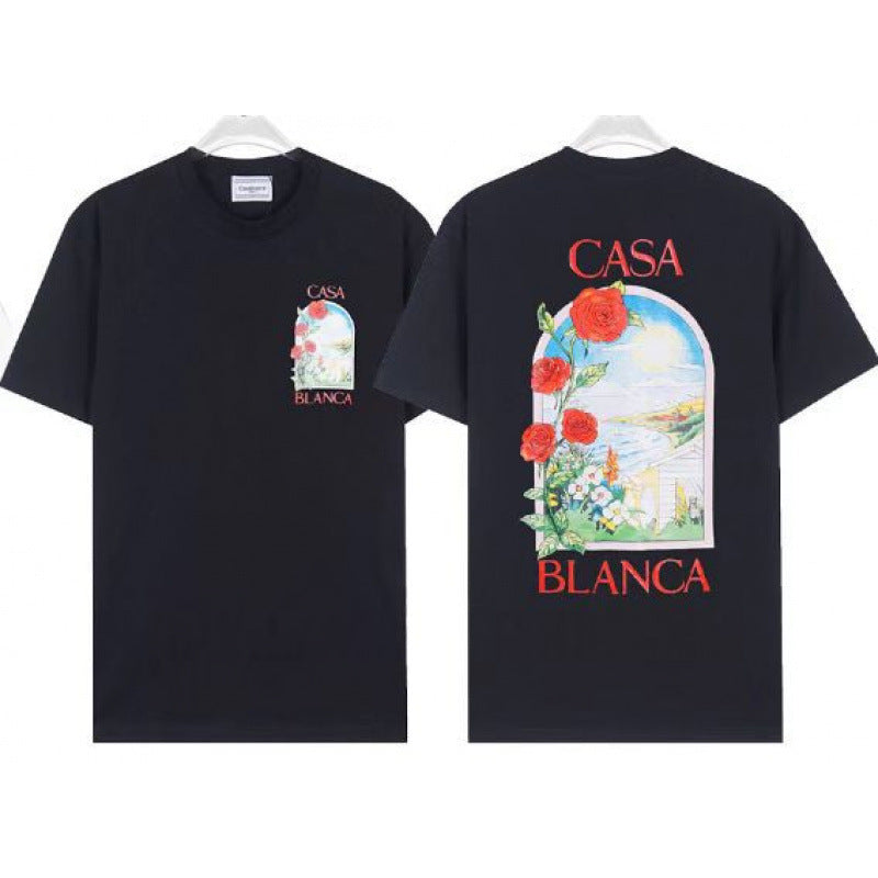 Casablanca Casa Letter Art Print Crew Neck Short Sleeve Tee Unisex