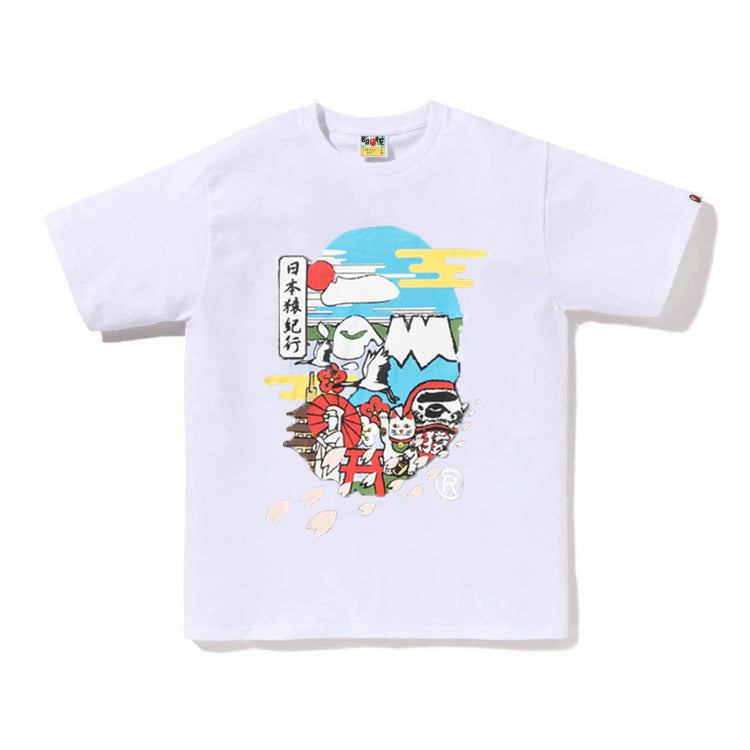 Bape Ape Head Shark Koi Fuji Graphic Oversized Tee Streetwear Unisex