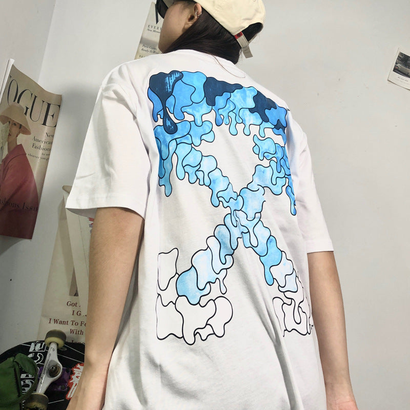 Off‑White Melt Arrow Gradient Splash Ink Crew Neck T‑Shirt Unisex