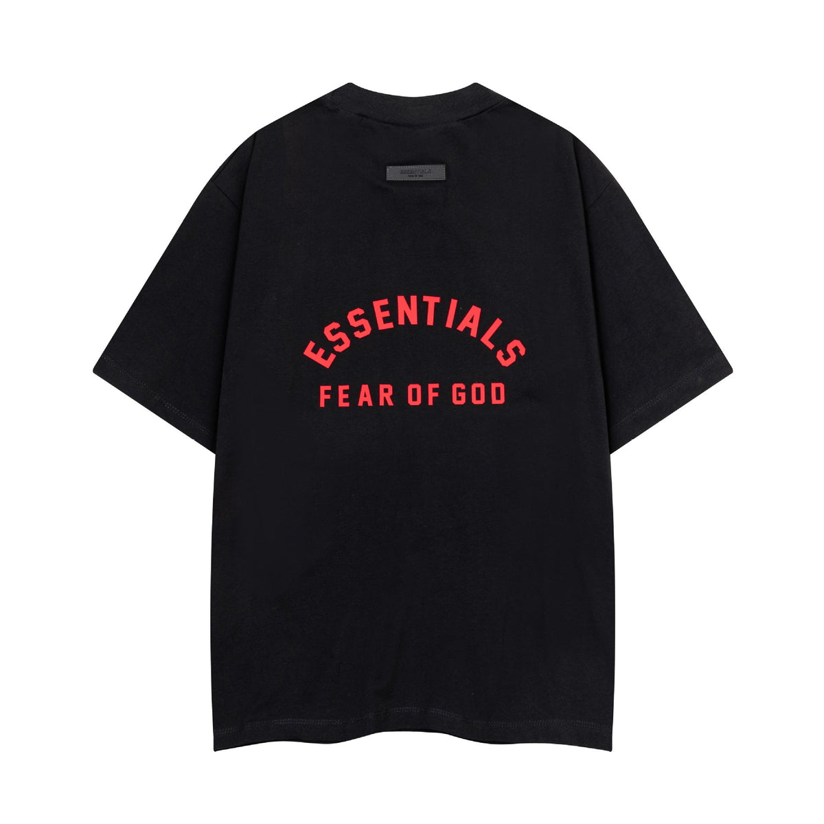 Fear Of God Essentials Red Rubber Letter Crew Neck Short Sleeve T Shirt
