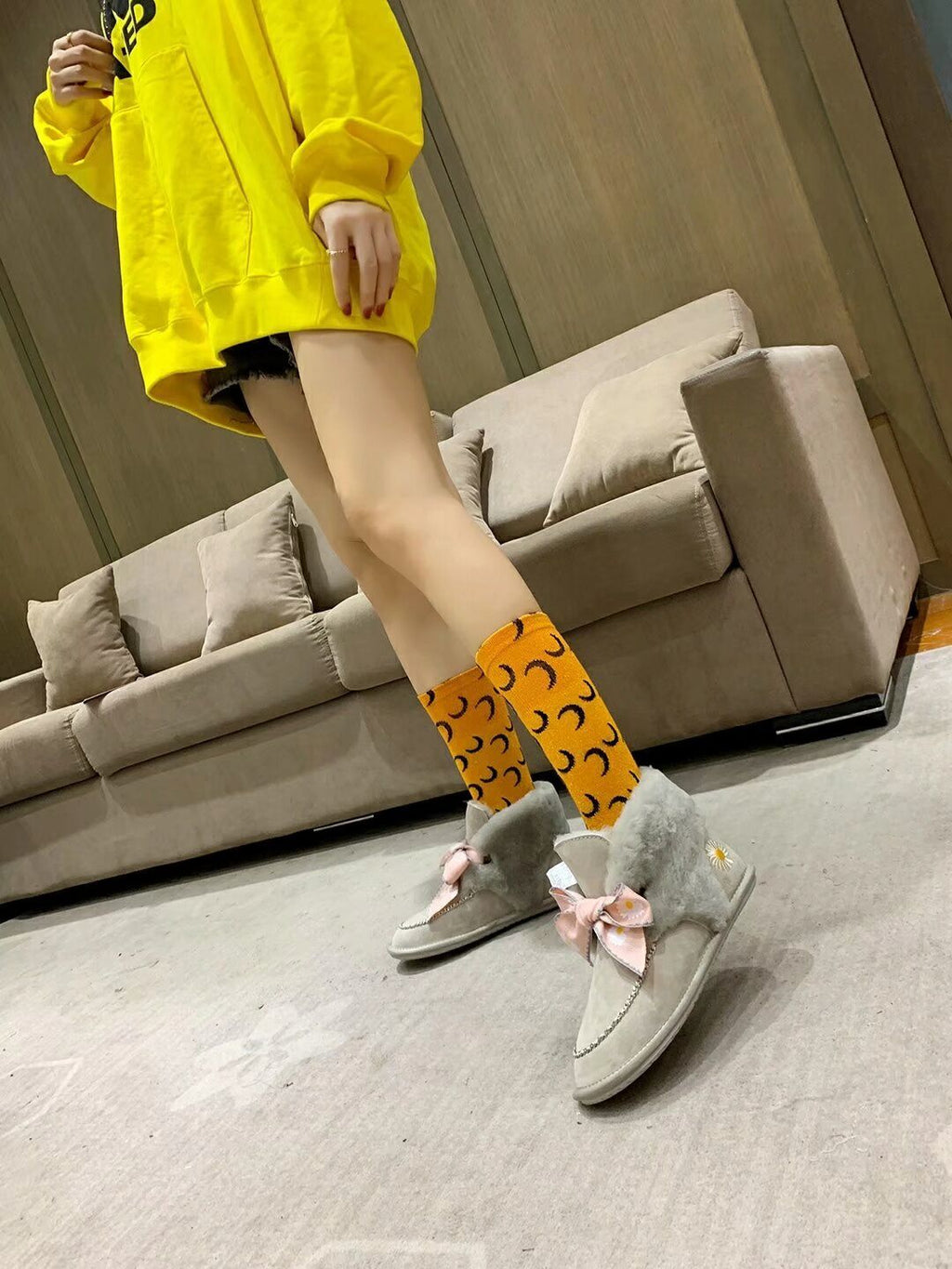 Daisy Chain Ribbon Snow Boot — Grey | New Arrival | In Stock