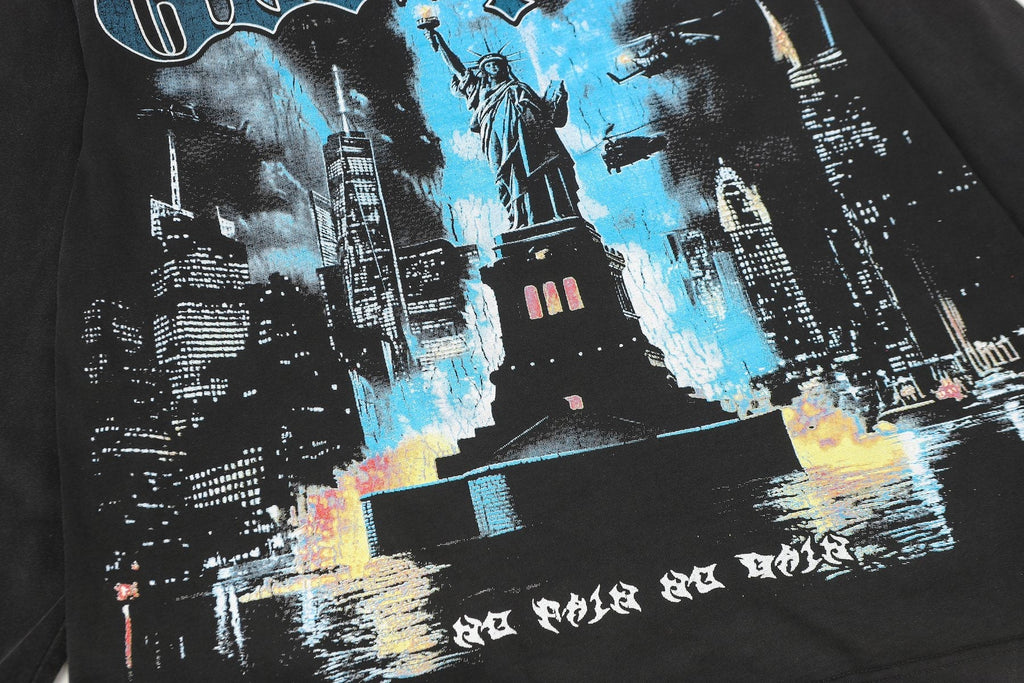 Godspeed Washed Black Rock Graphic Long-Sleeve T-Shirt