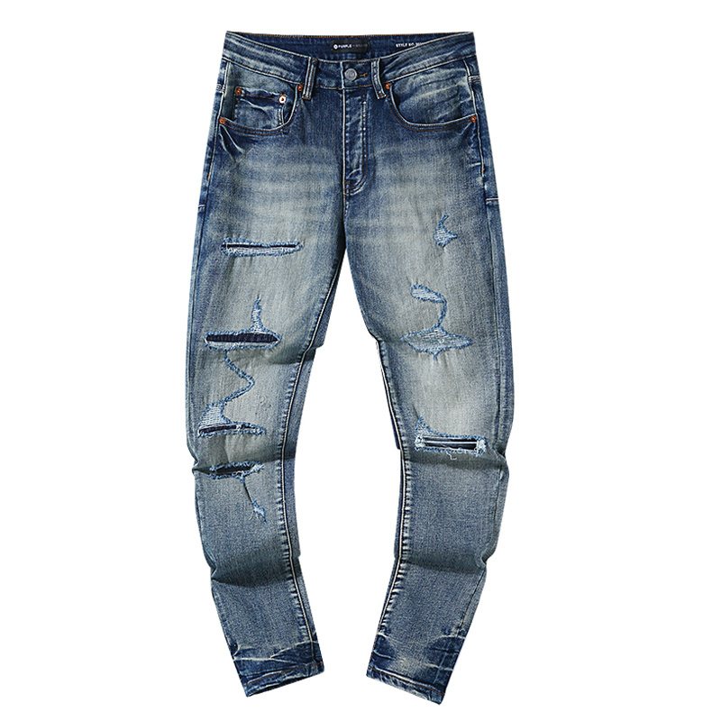 Purple Brand Washed Distressed Blue Jeans