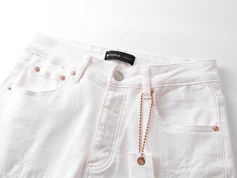 Purple Brand White Distressed Slim Jeans