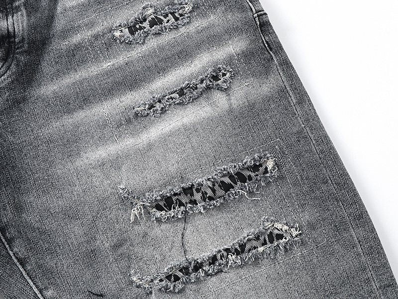 Purple Brand Distressed Gray Denim Shorts