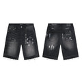 Purple Brand Black Paint-Splatter Distressed Denim Shorts