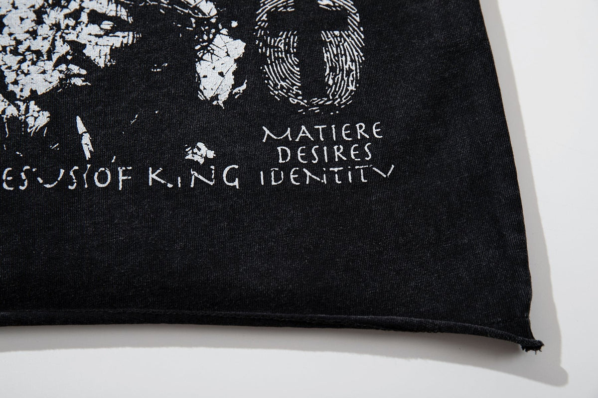 MAJESTIK Washed Black Distressed Graphic T-Shirt