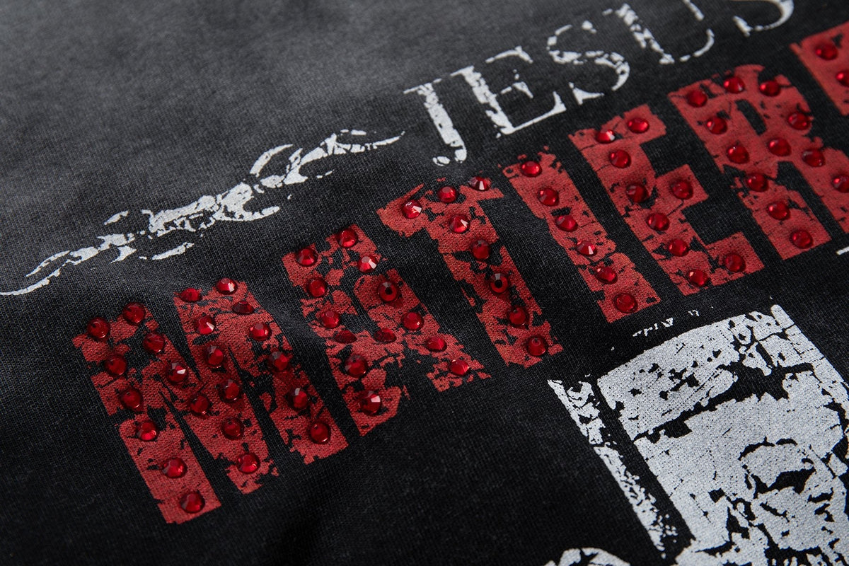 MAJESTIK Washed Black Distressed Graphic T-Shirt