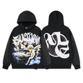 Mixed Emotion Angel Rhinestone Sleeve Graphic Hoodie