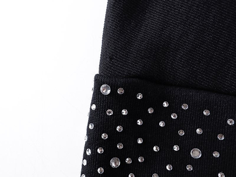 Mixed Emotion Angel Rhinestone Sleeve Graphic Hoodie