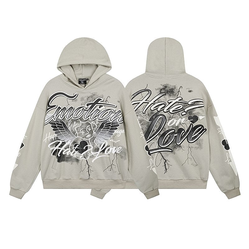 MIXED EMOTION Street Graffiti Graphic Hoodie
