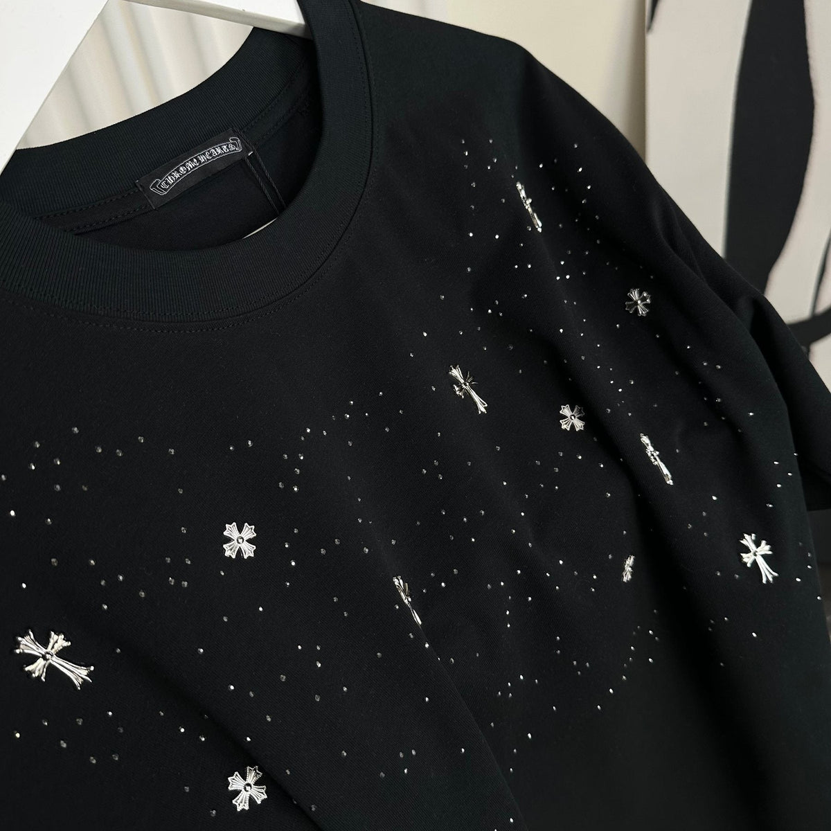 Chrome Hearts Rhinestone Cross Embellished T-Shirt